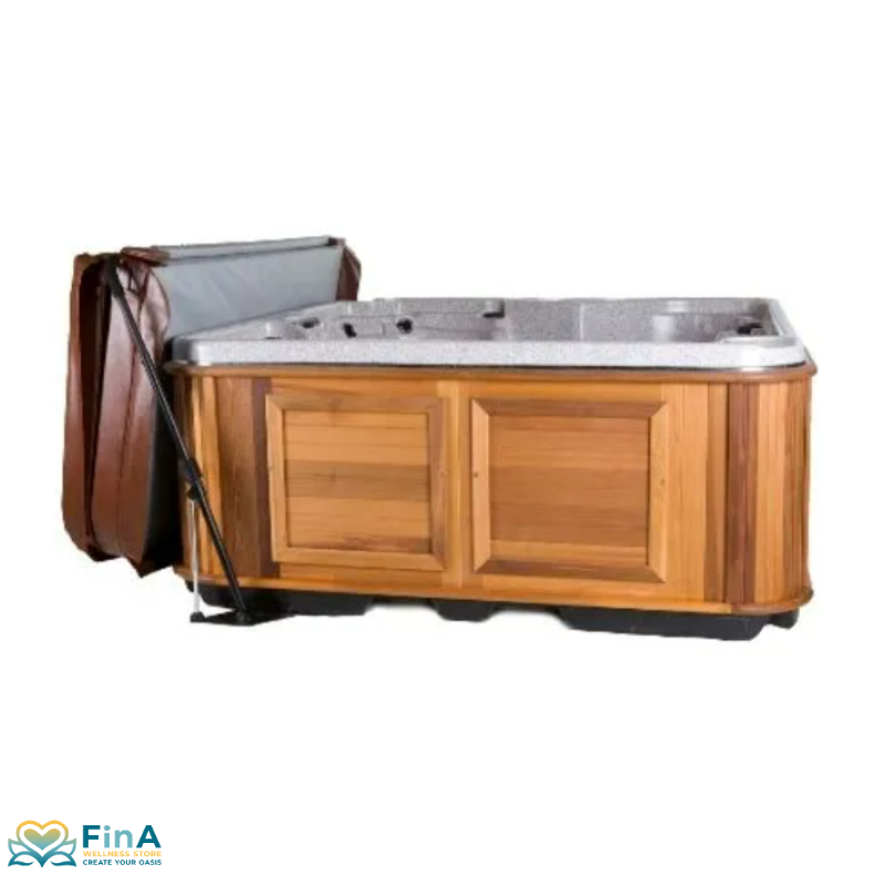 Tablet holder on skimmer bar in Hot tub with drink - entertainment station for spa & family